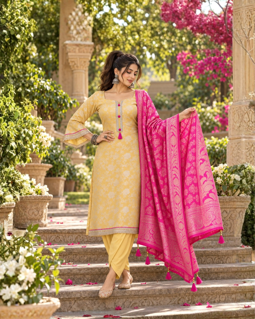 Contrast Threads Suit Set