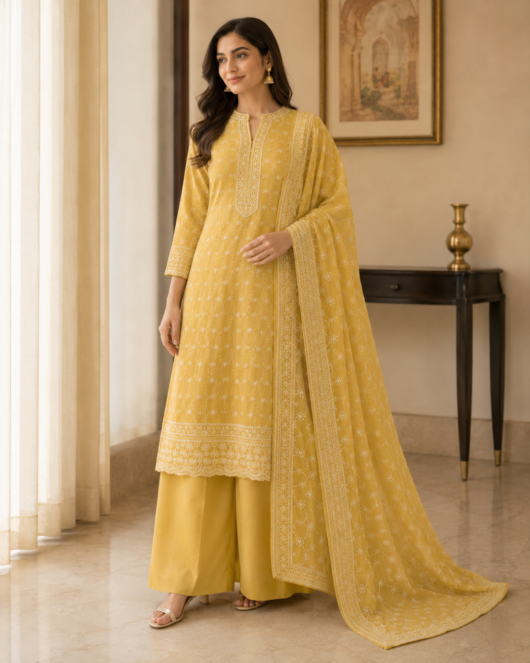 Delicate Chikankari Suit - Unstitched