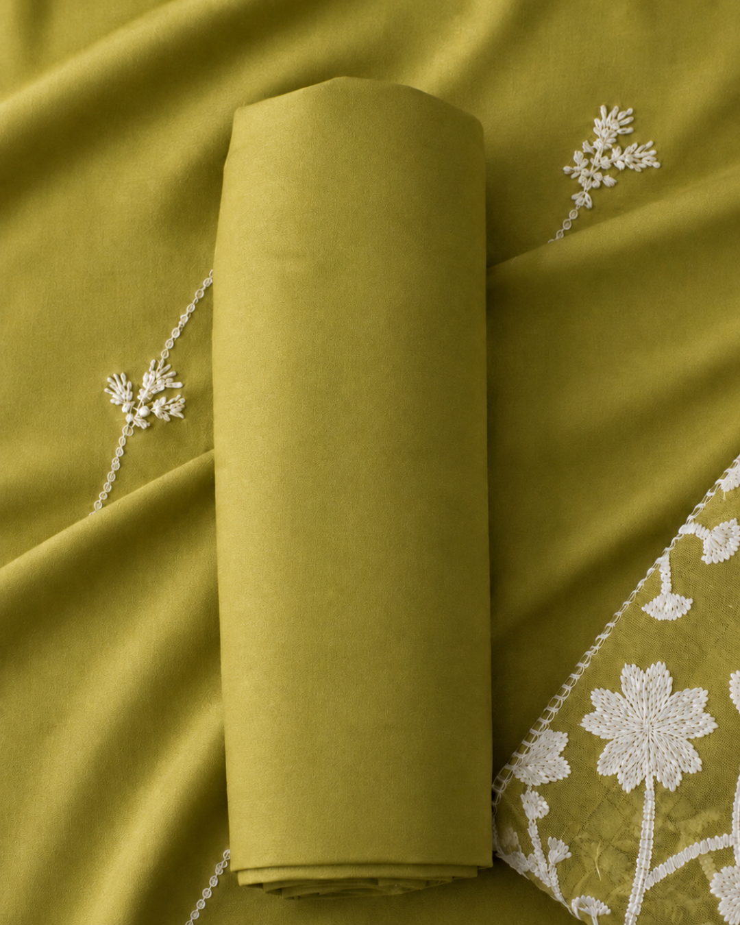 Floral Lace Embroidered Suit - Unstitched