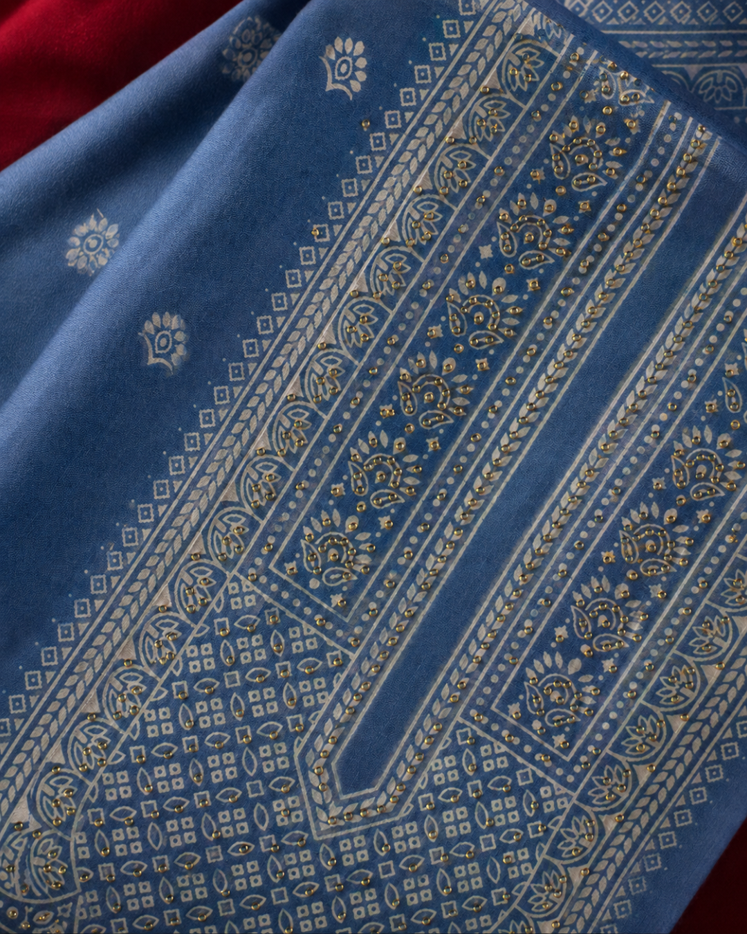 Heritage Block Print Suit - Unstitched
