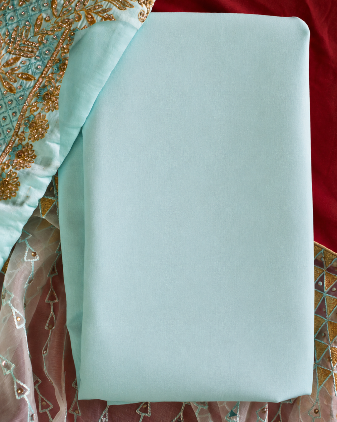 Gold Zari Embroidered Suit - Unstitched