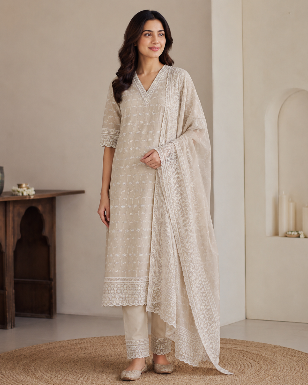 Delicate Chikankari Suit - Unstitched