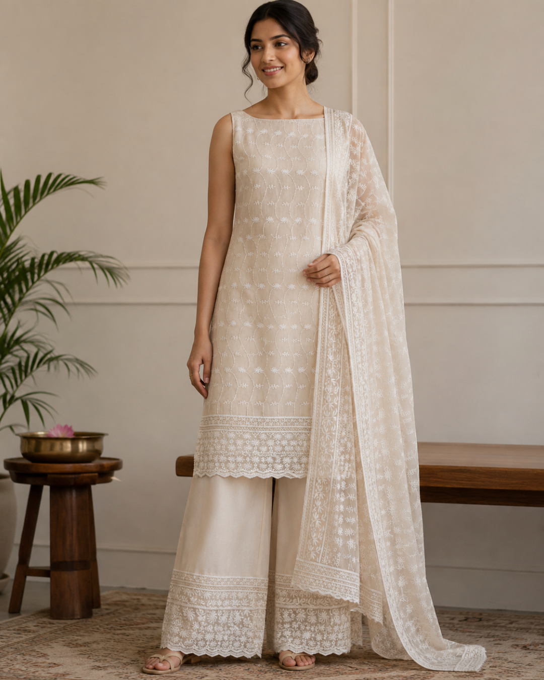 Delicate Chikankari Suit - Unstitched