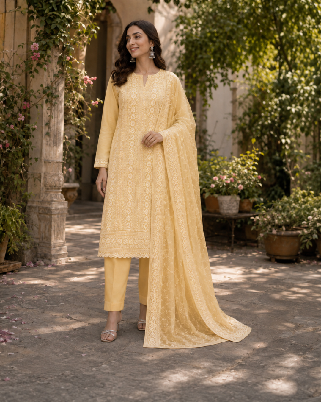 Classic Chikankari Suit - Unstitched