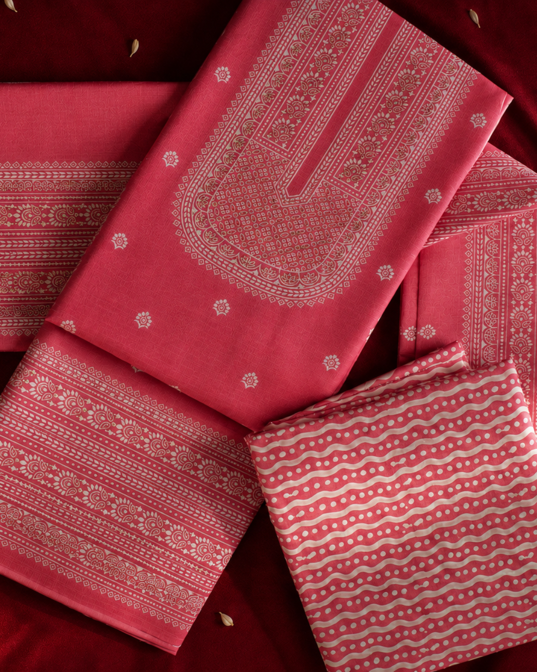 Heritage Block Print Suit - Unstitched