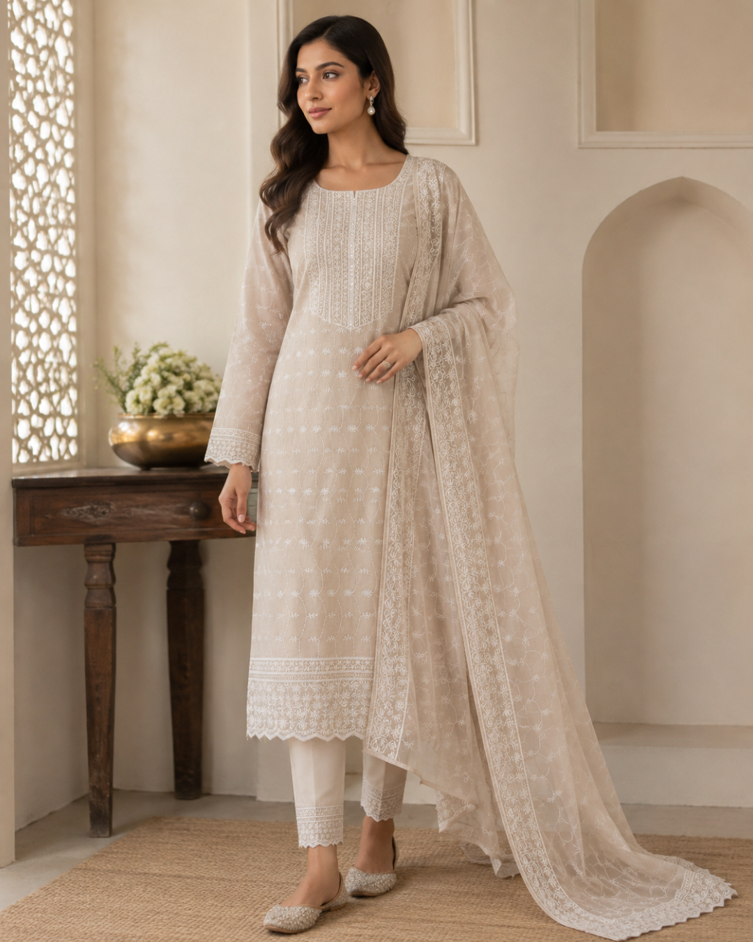 Delicate Chikankari Suit - Unstitched