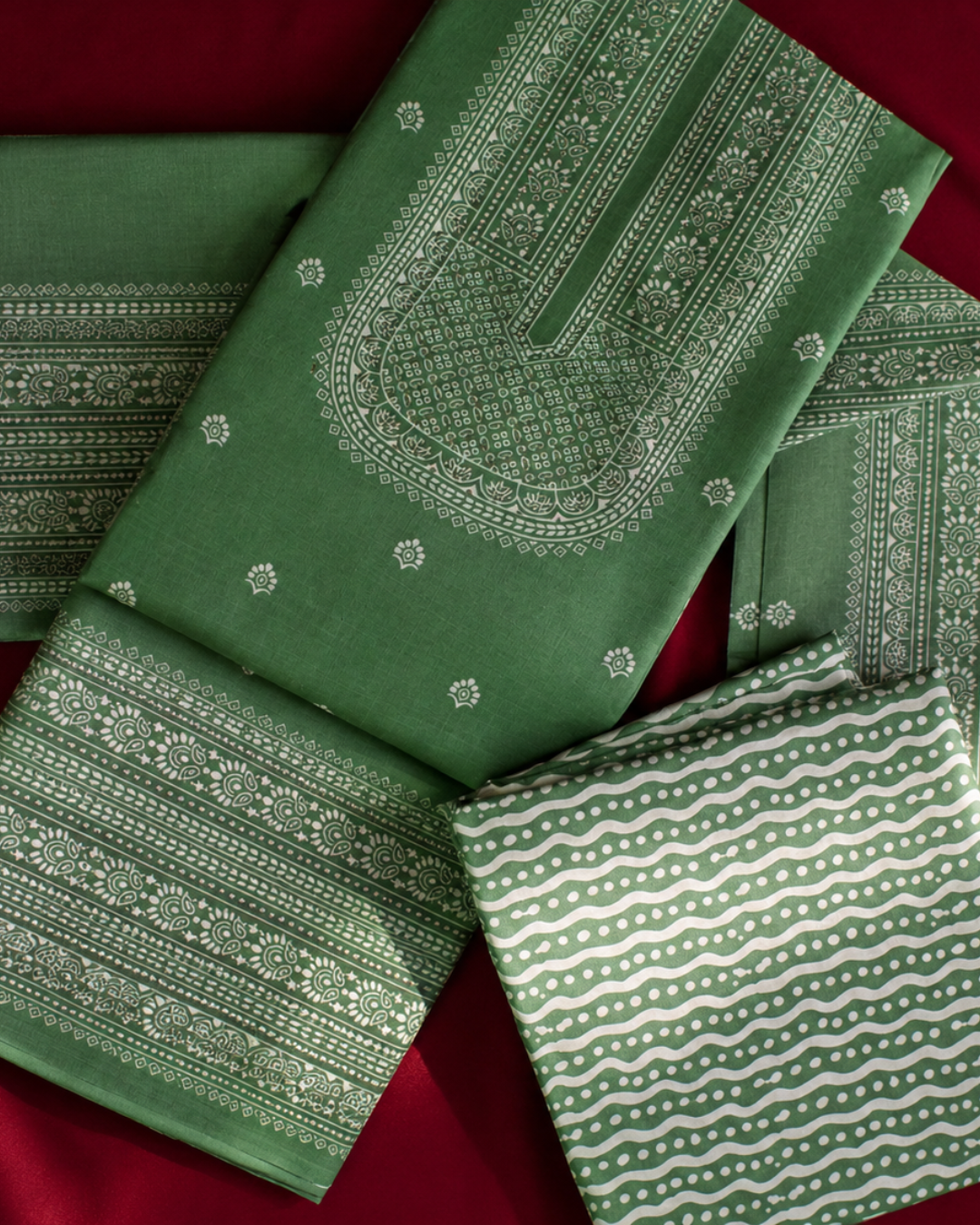 Heritage Block Print Suit - Unstitched
