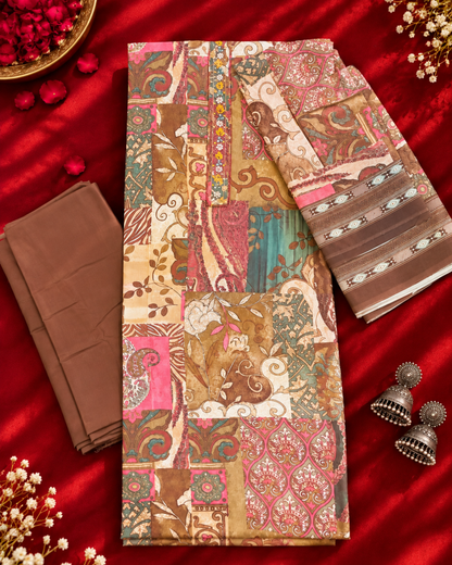 Patchwork Print Suit Set