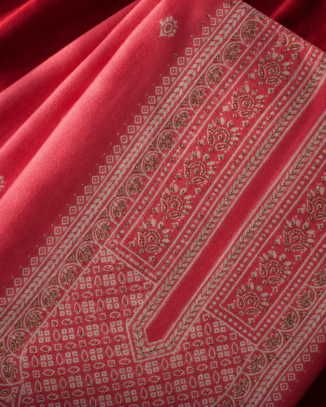 Heritage Block Print Suit - Unstitched