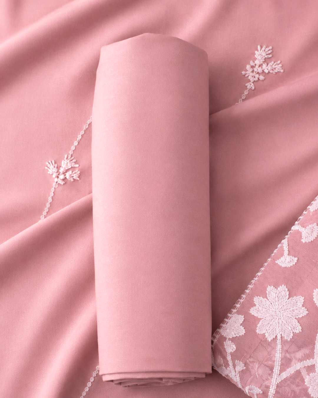 Floral Lace Embroidered Suit - Unstitched