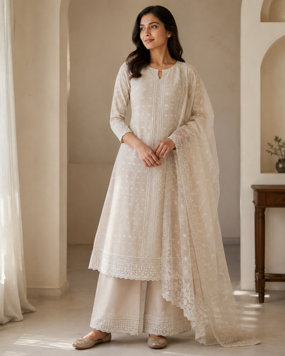 Delicate Chikankari Suit - Unstitched