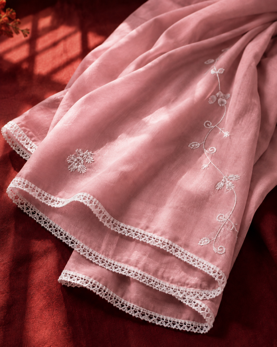 Floral Lace Embroidered Suit - Unstitched
