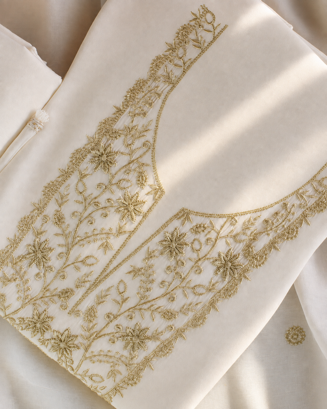 Ivory Thread Embroidered Suit - Unstitched