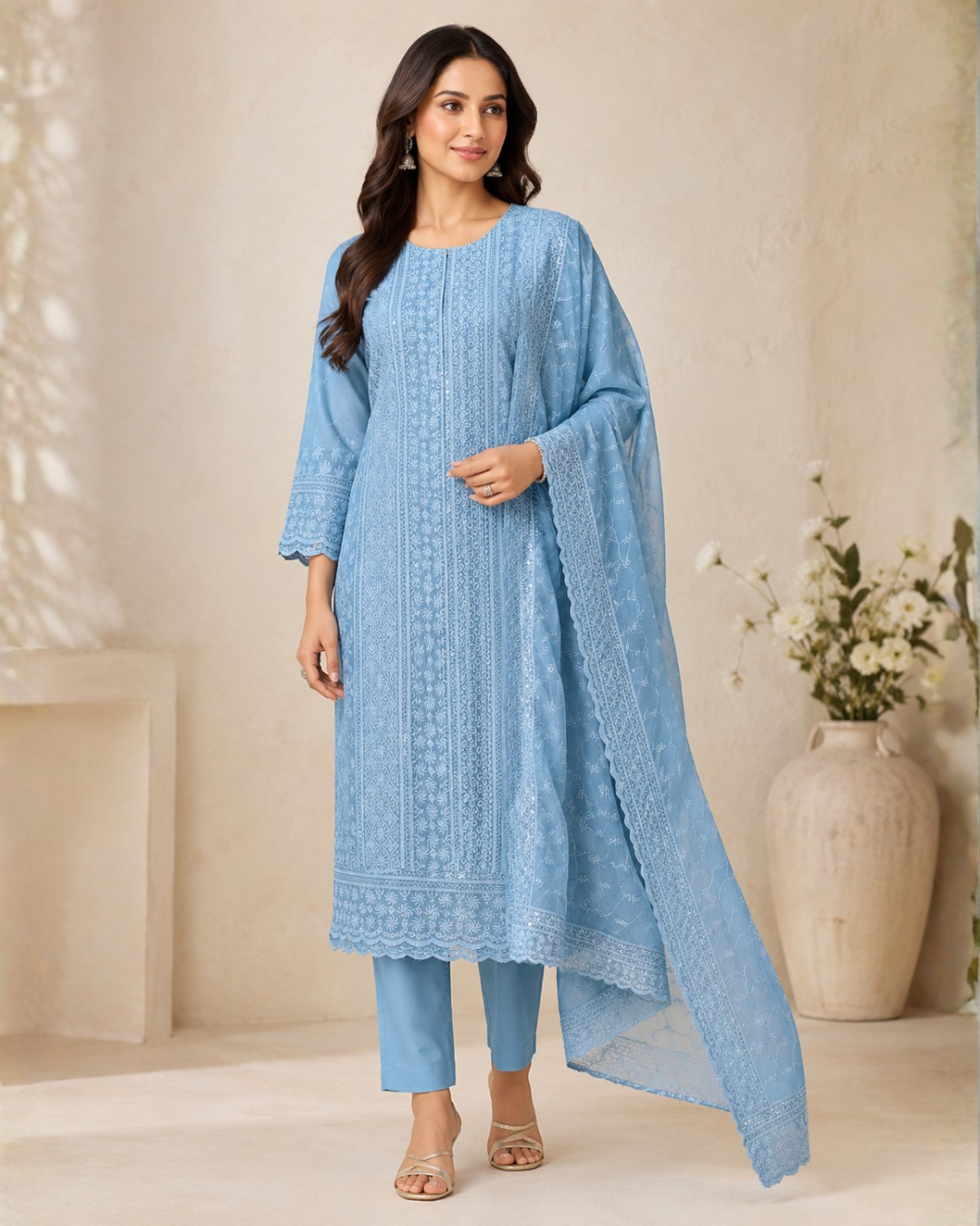 Delicate Chikankari Suit - Unstitched