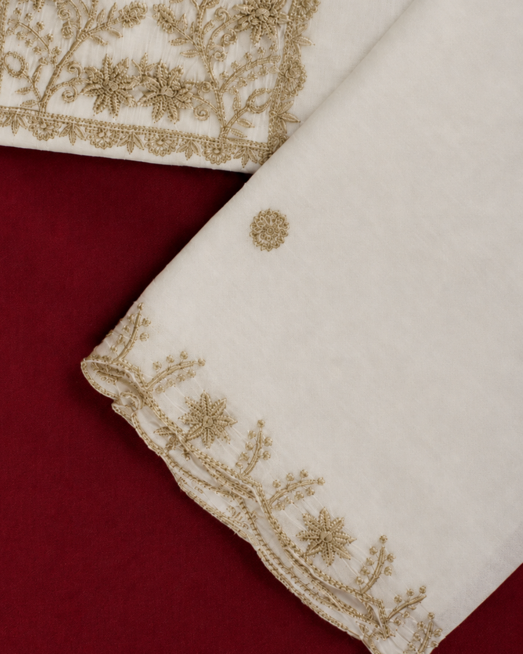 Ivory Thread Embroidered Suit - Unstitched