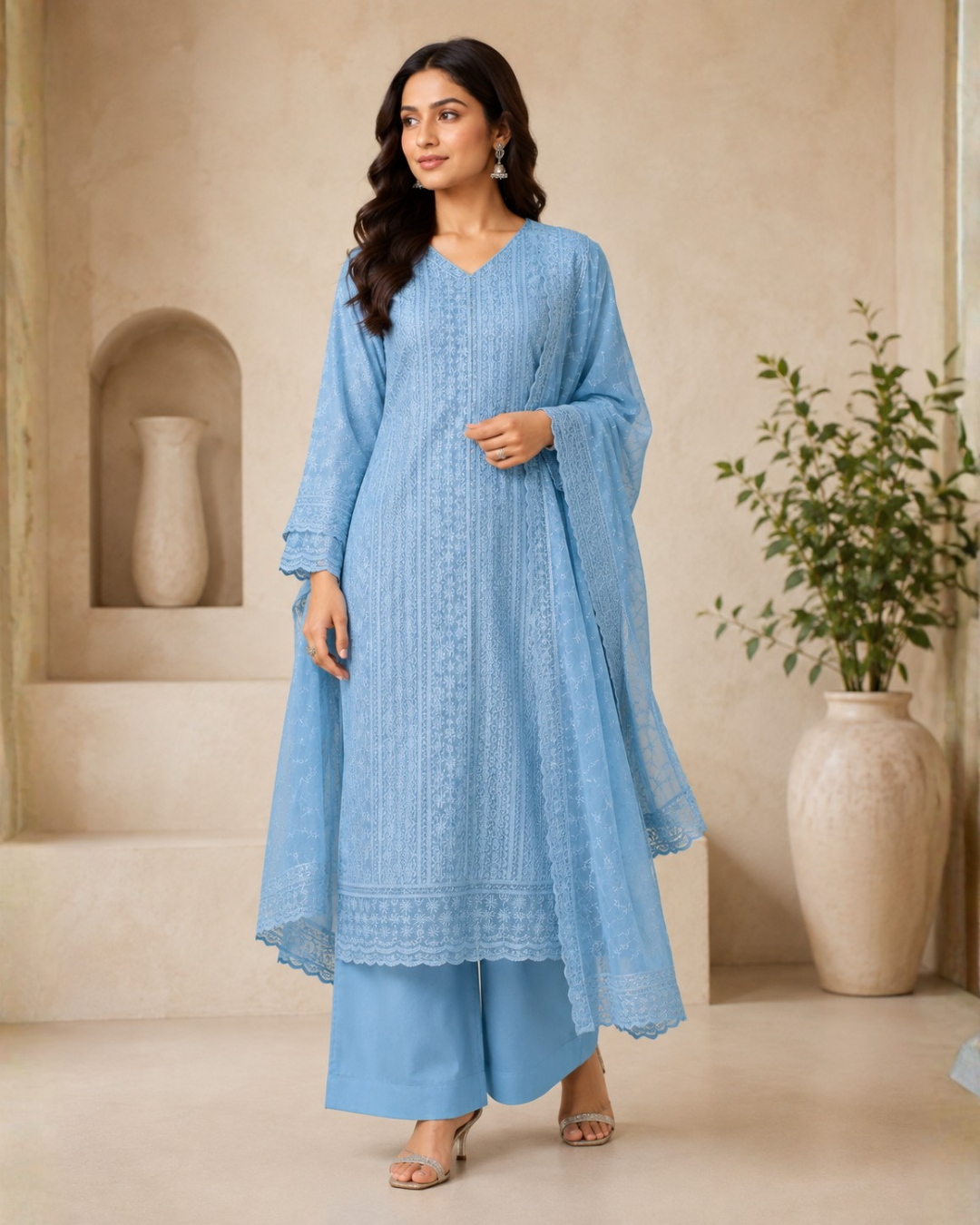Delicate Chikankari Suit - Unstitched