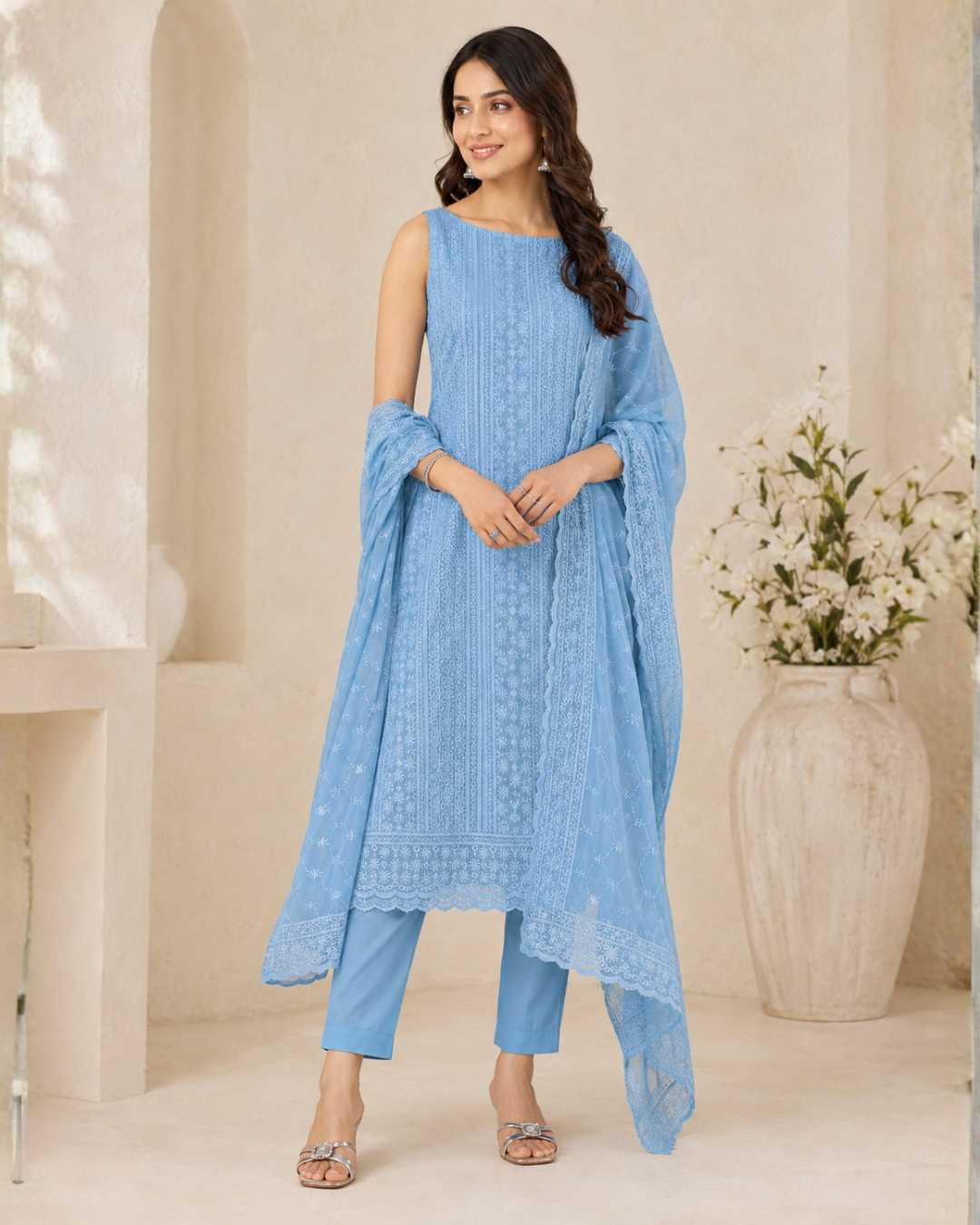 Delicate Chikankari Suit - Unstitched