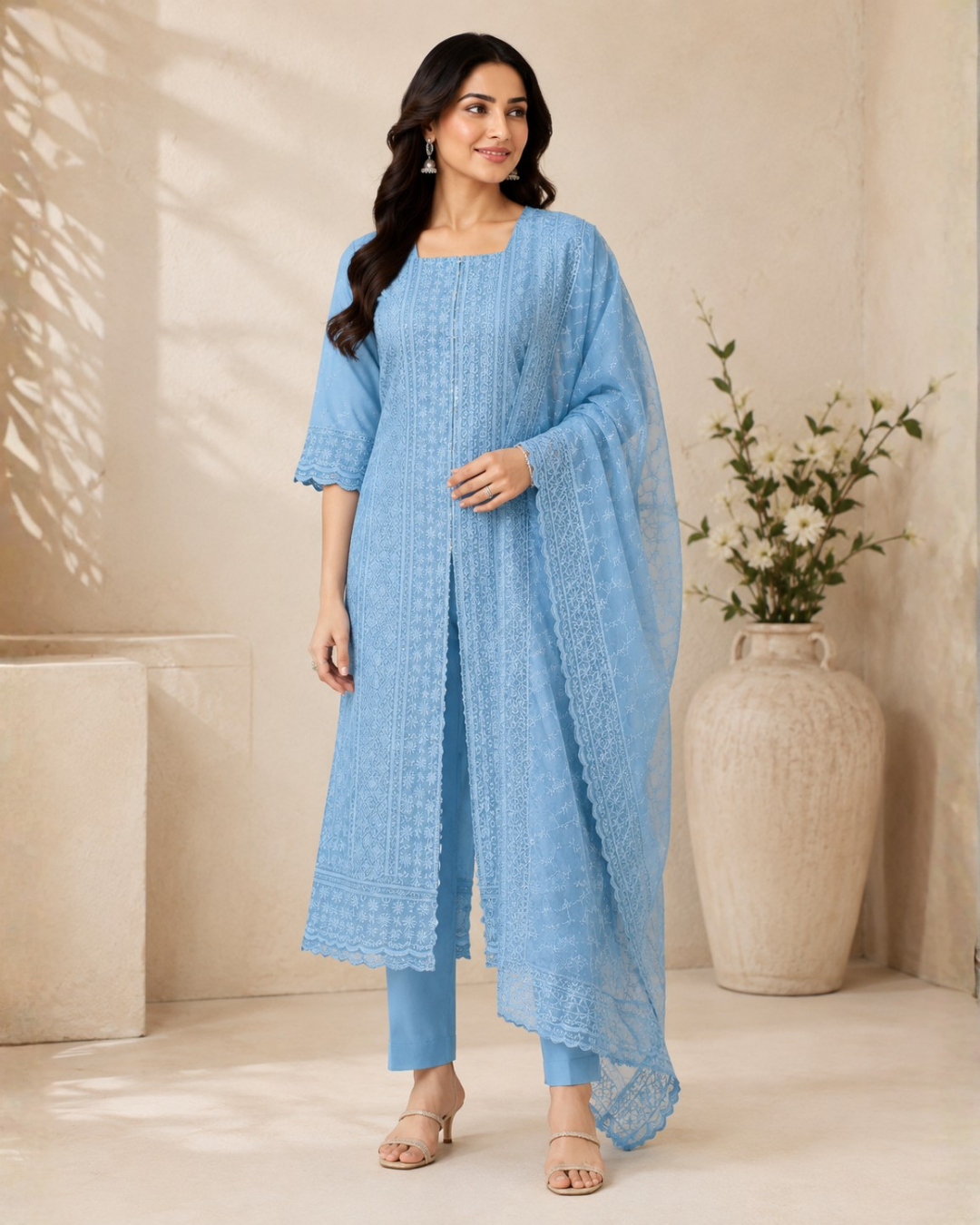 Delicate Chikankari Suit - Unstitched