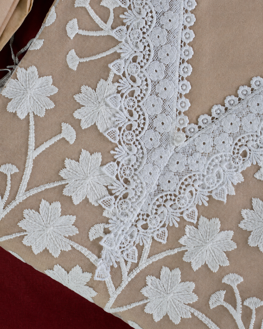 Floral Lace Embroidered Suit - Unstitched