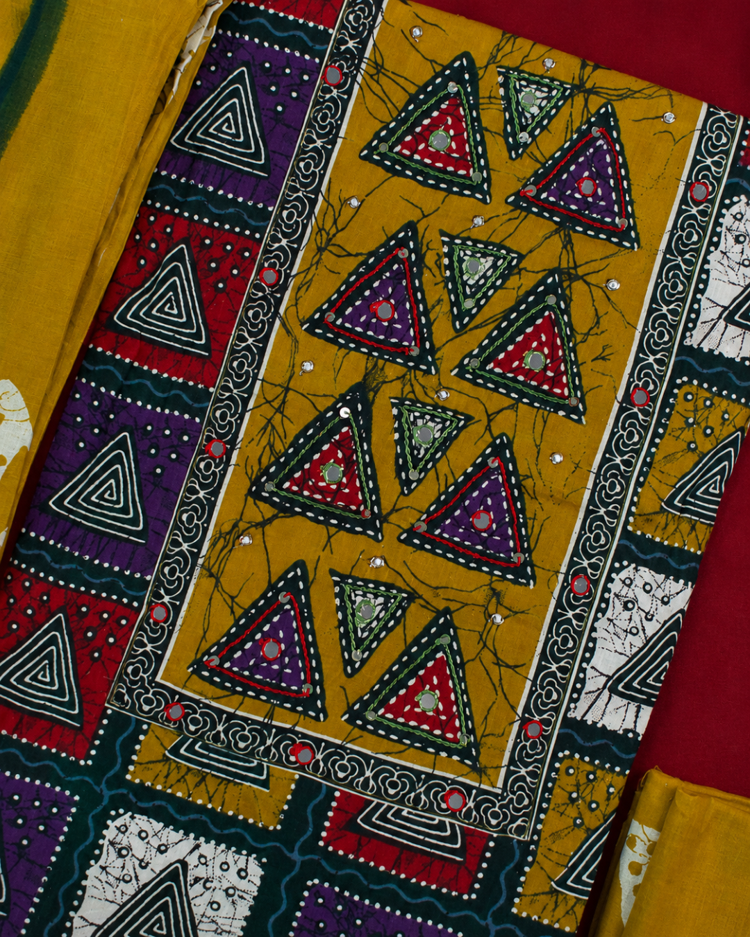 Mustard Multicolour Printed Suit - Unstitched