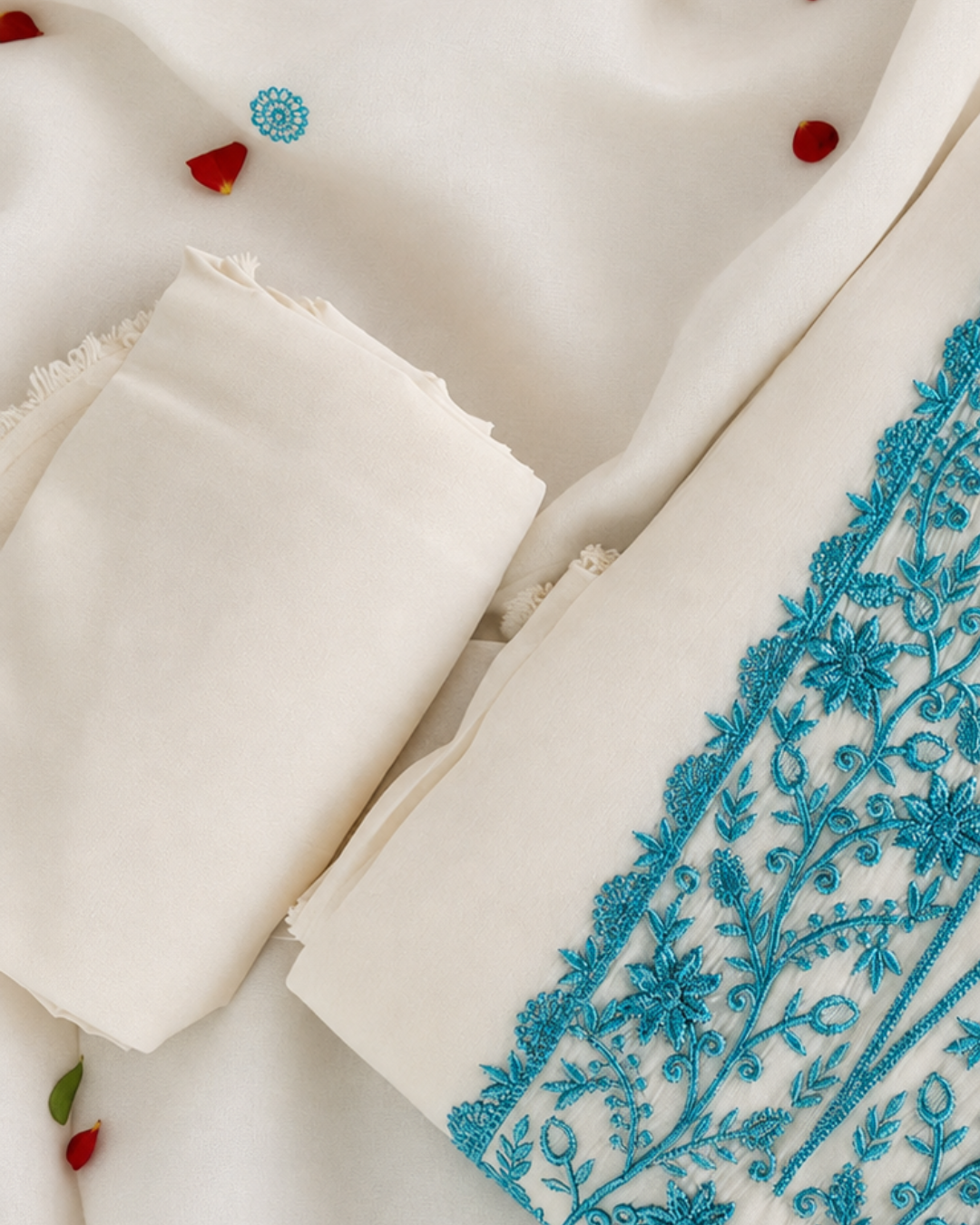 Ivory Thread Embroidered Suit - Unstitched
