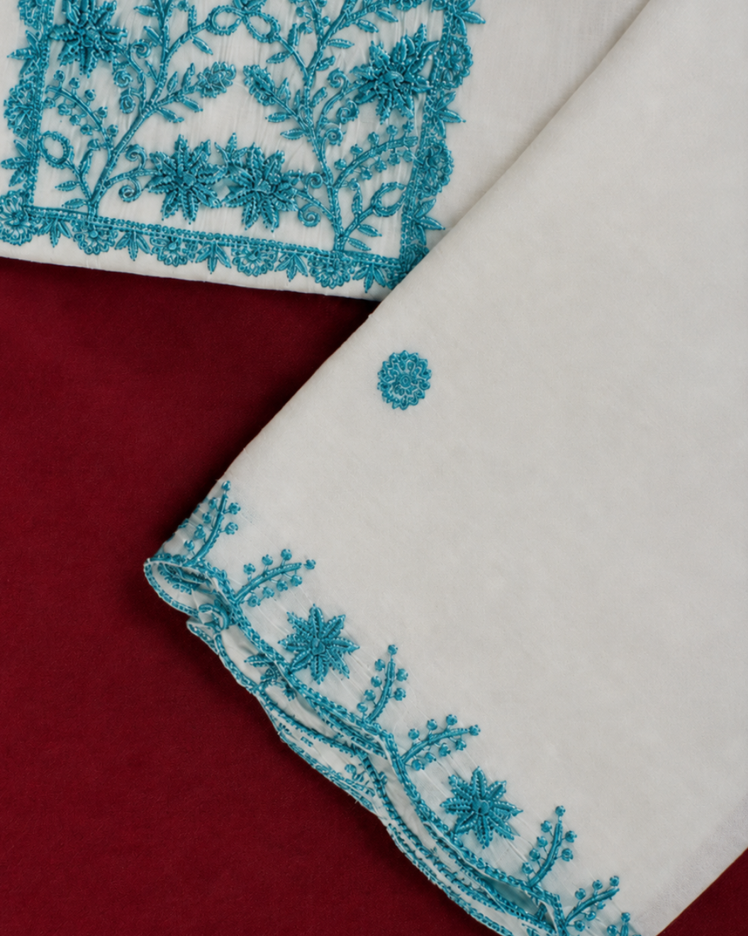 Ivory Thread Embroidered Suit - Unstitched