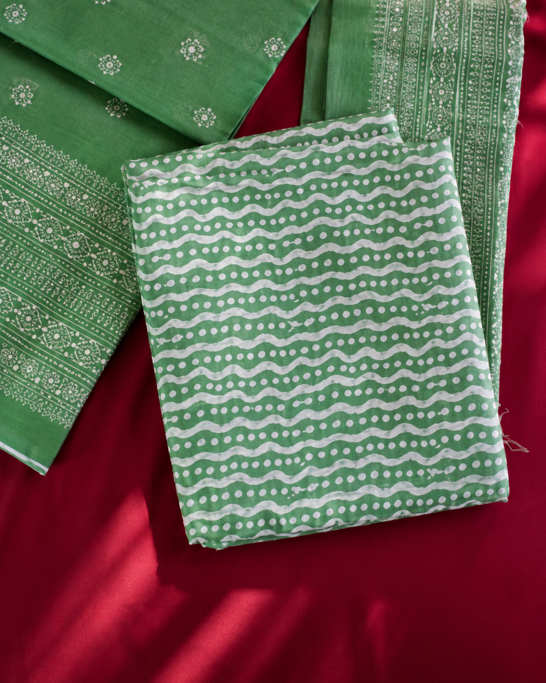 Heritage Block Print Suit - Unstitched