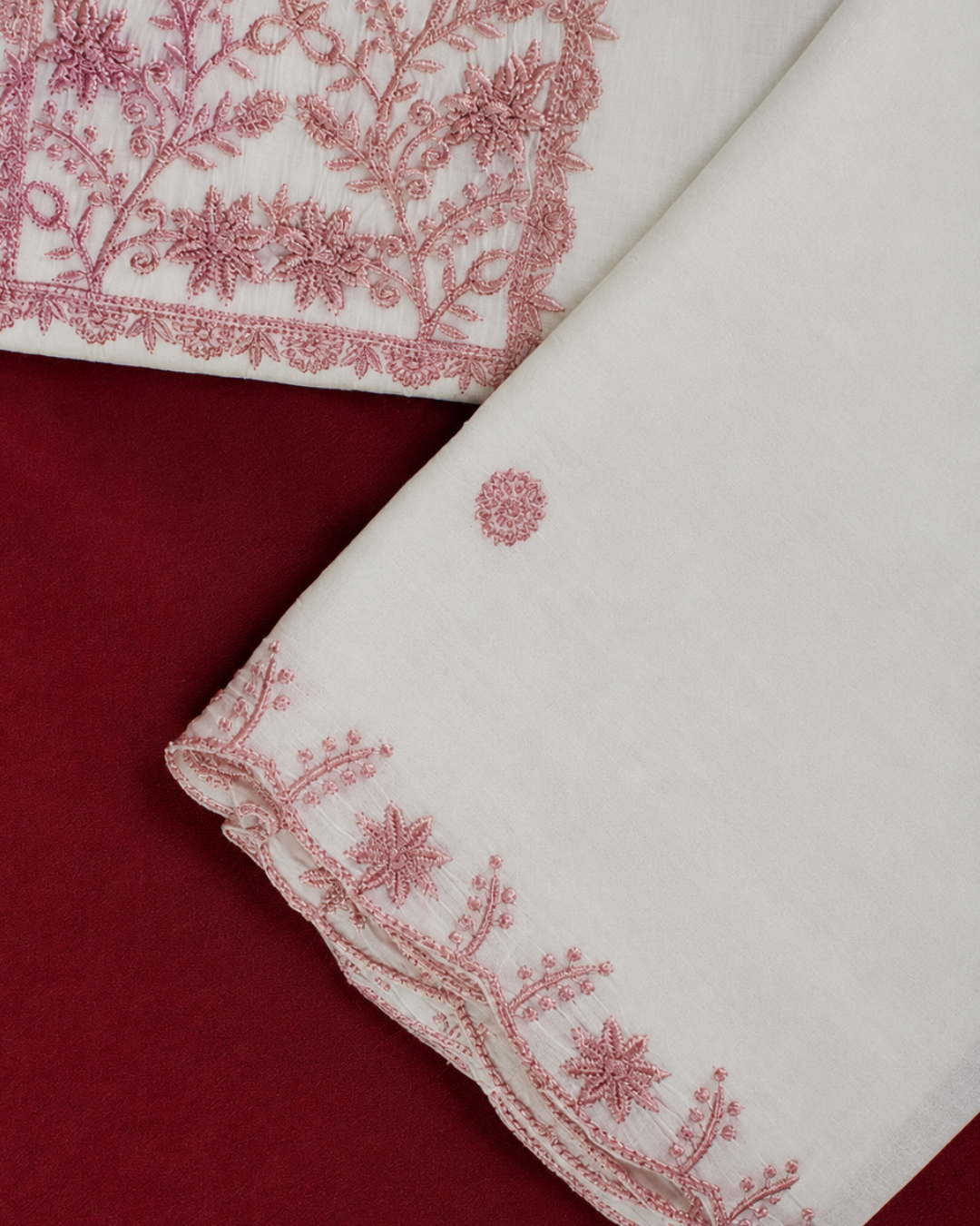 Ivory Thread Embroidered Suit - Unstitched