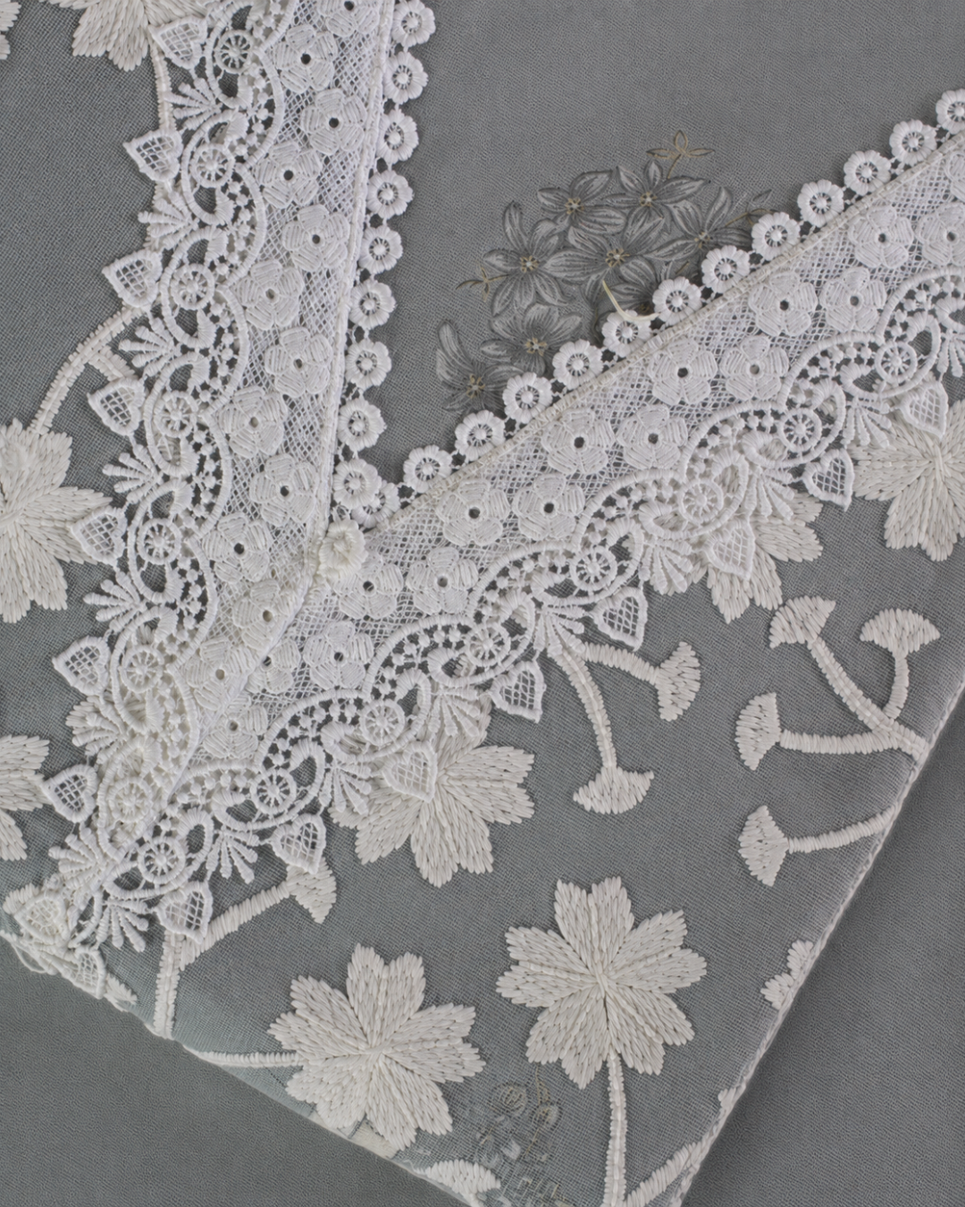 Floral Lace Embroidered Suit - Unstitched