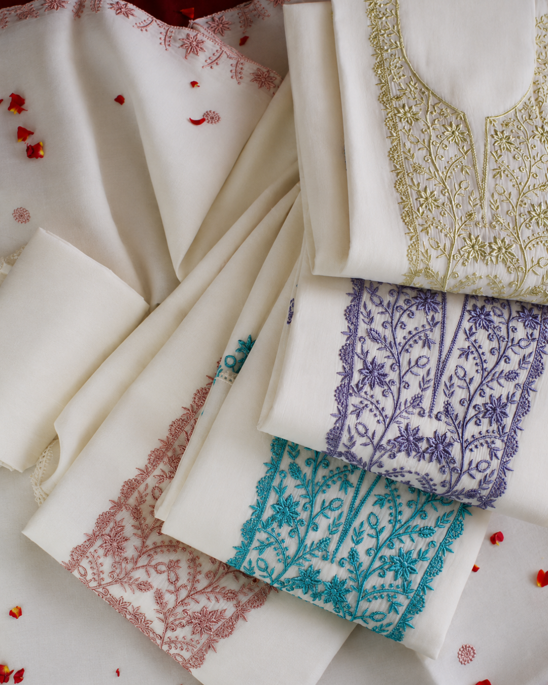 Ivory Thread Embroidered Suit - Unstitched