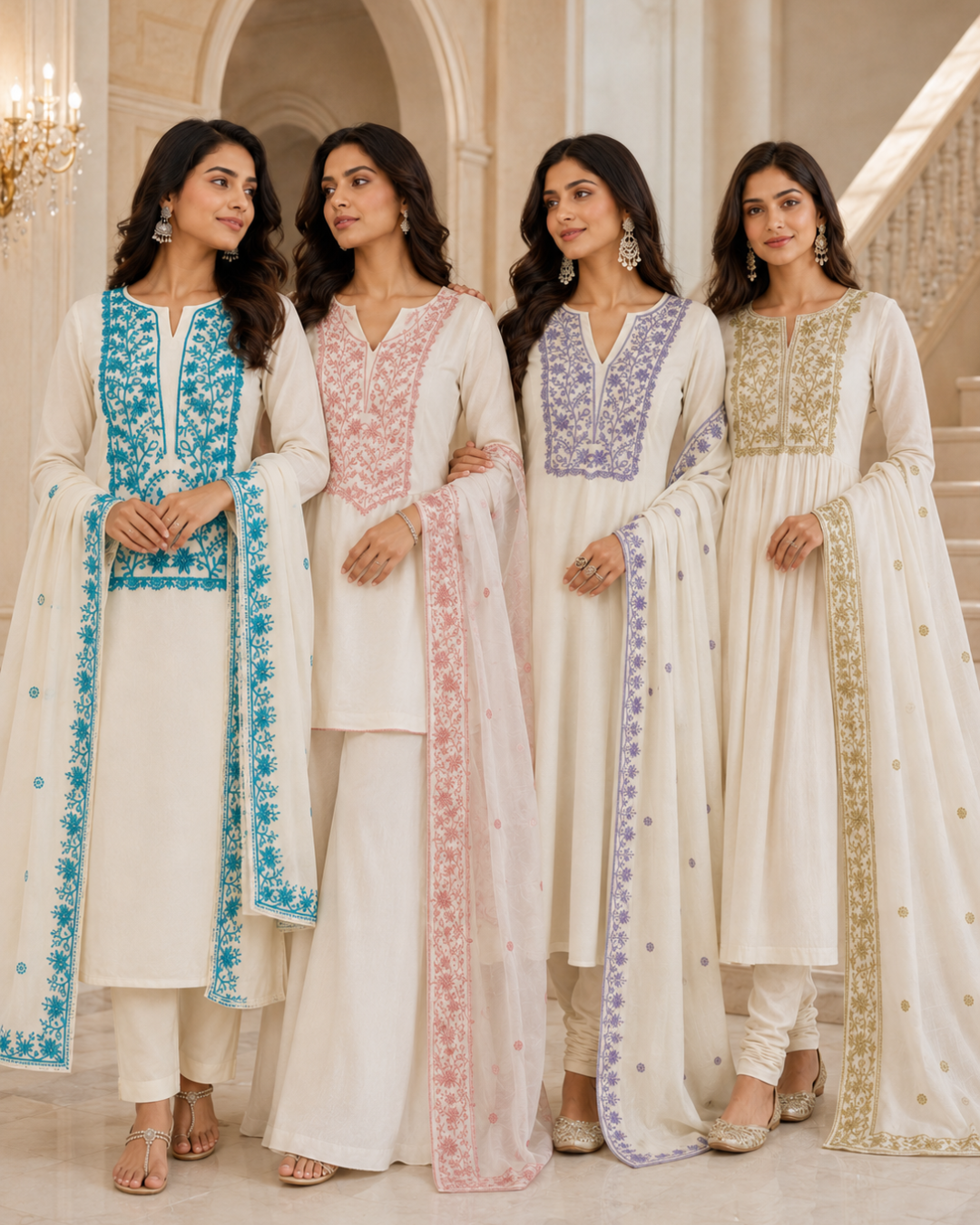 Ivory Thread Embroidered Suit - Unstitched