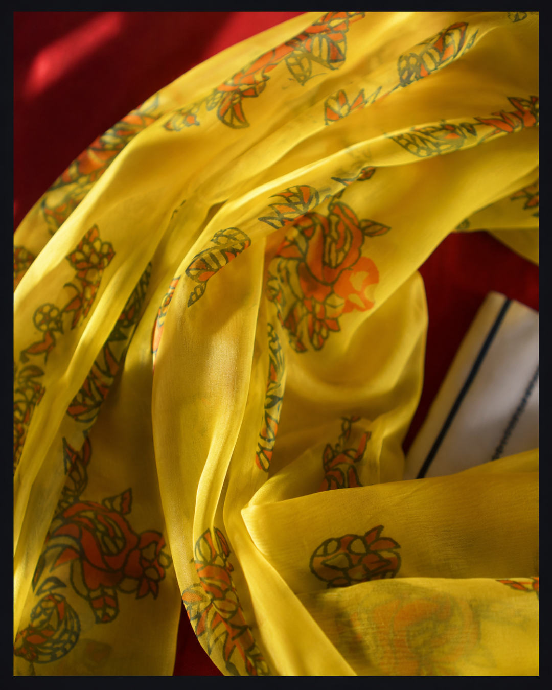 Yellow Floral Printed Suit - Unstitched