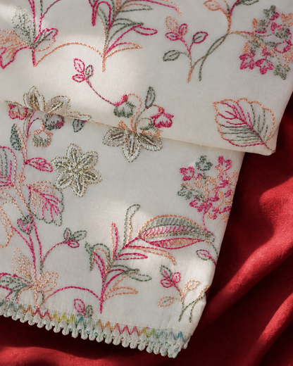 Pink Floral Embroidered Suit - Unstitched
