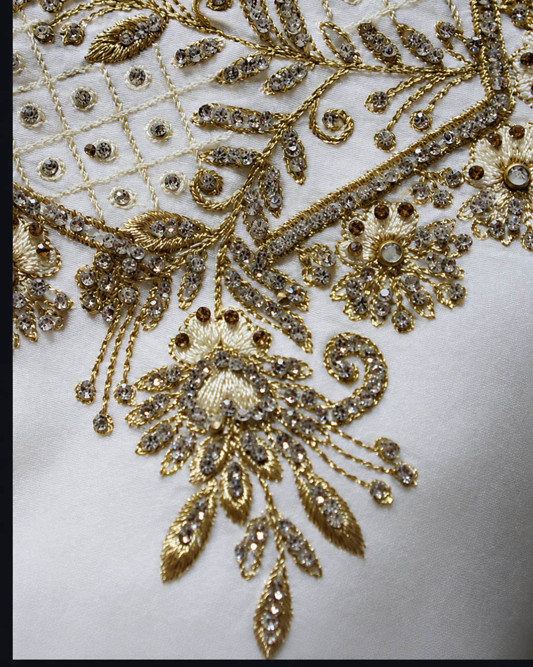 Gold Zari Embroidered Suit - Unstitched