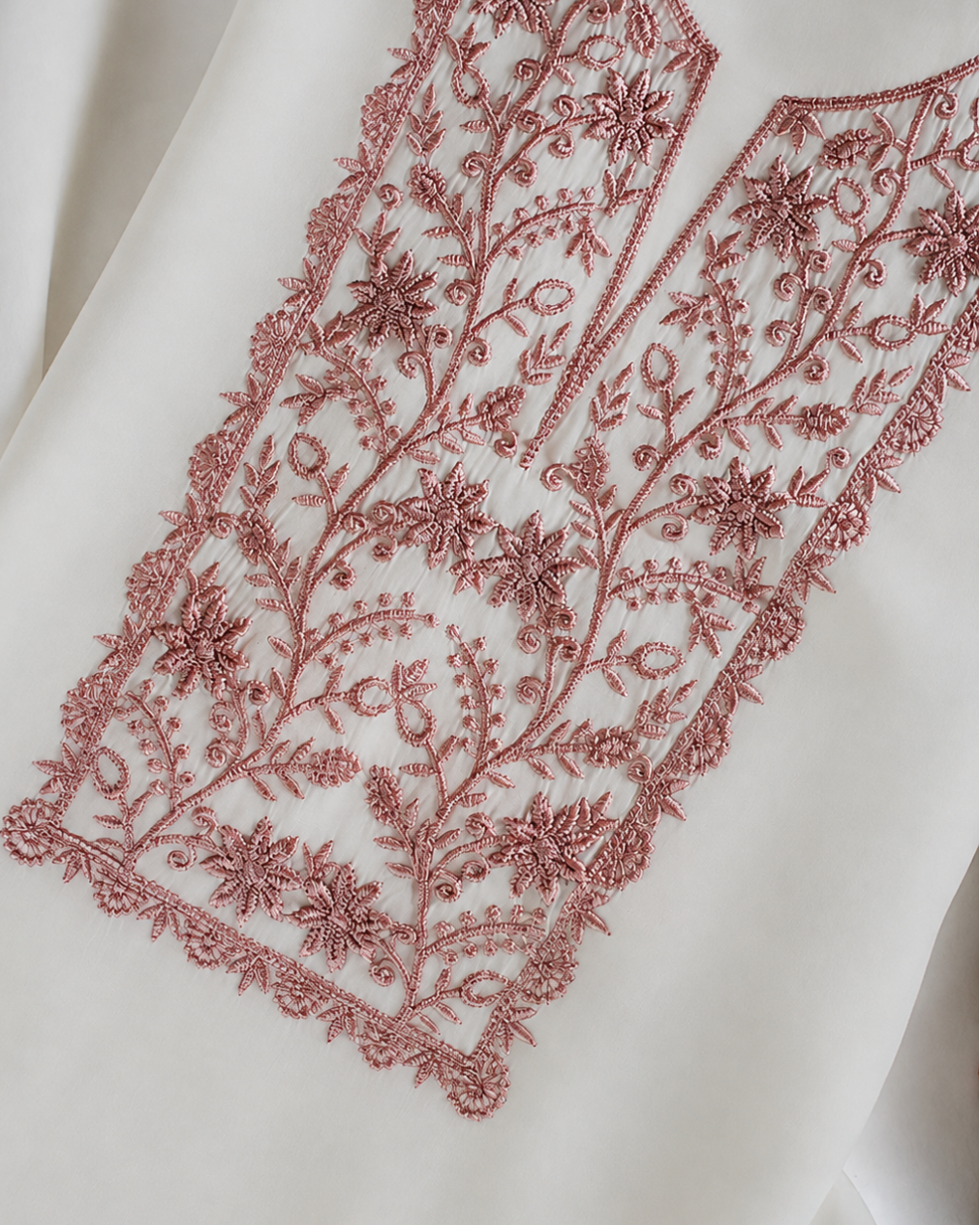 Ivory Thread Embroidered Suit - Unstitched
