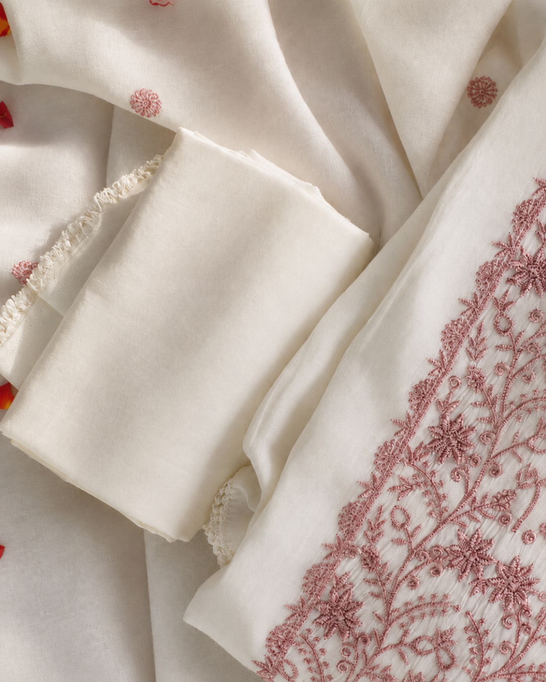 Ivory Thread Embroidered Suit - Unstitched
