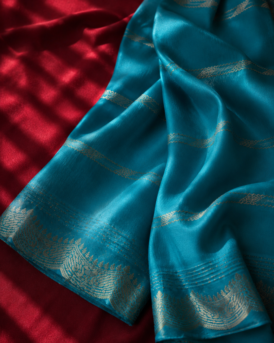 Turquoise Embroidered Suit - Unstitched