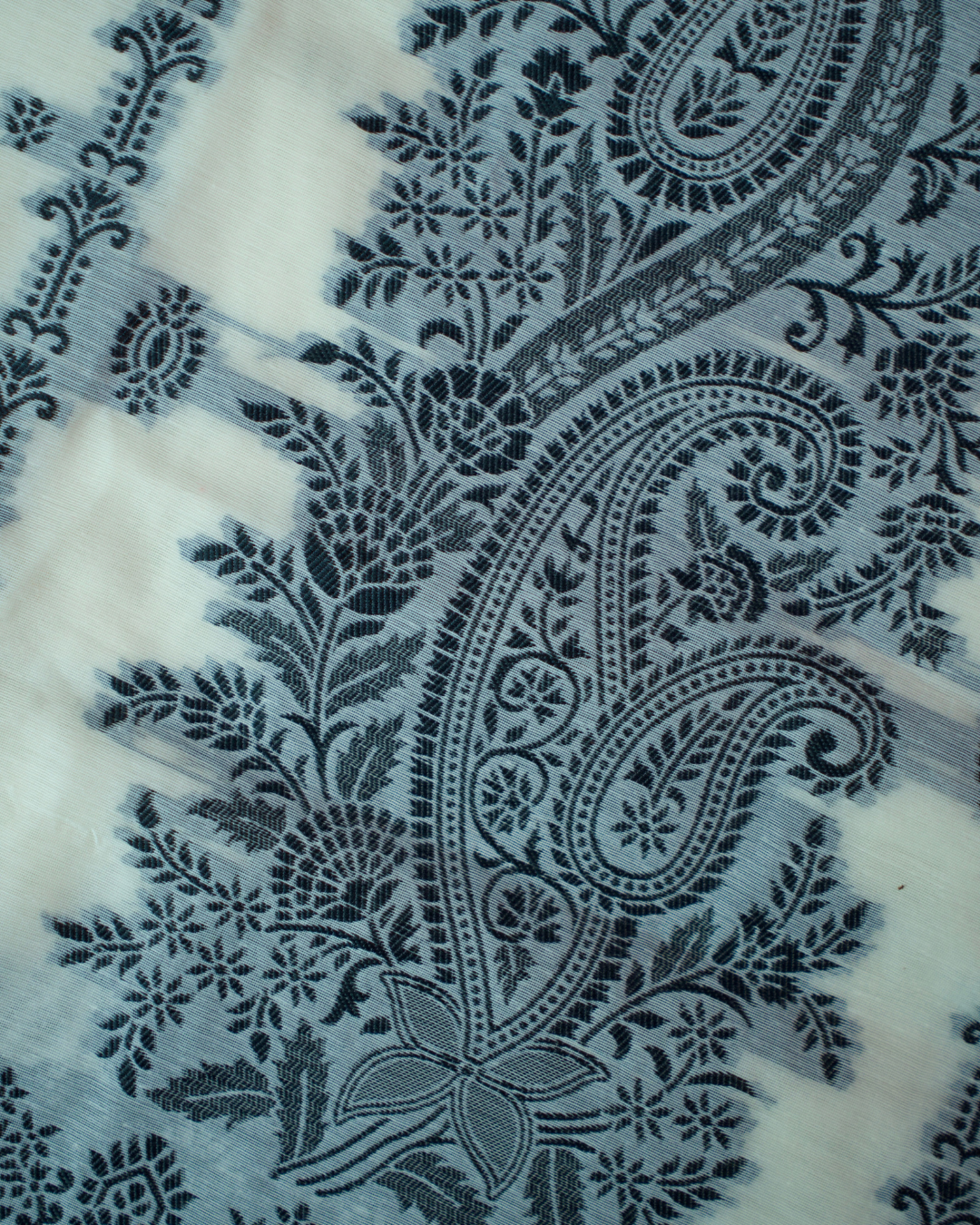 Ivory Black Paisley Printed Suit - Unstitched