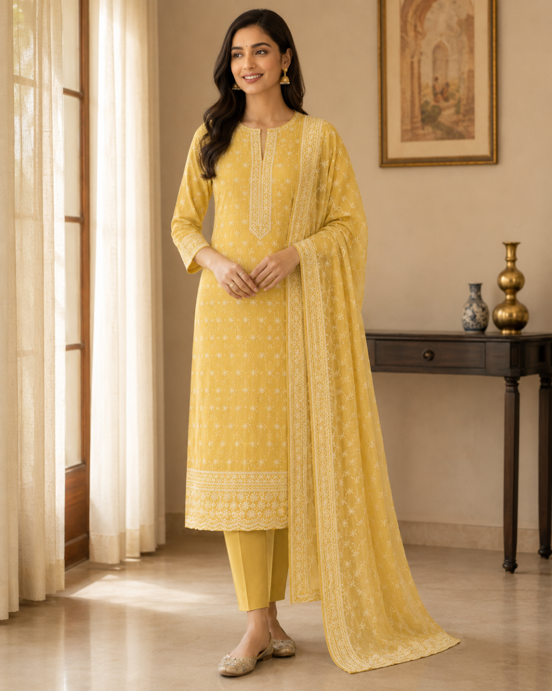Delicate Chikankari Suit - Unstitched