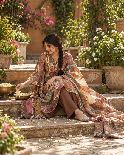 Patchwork Print Suit Set