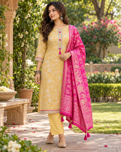 Contrast Threads Suit Set