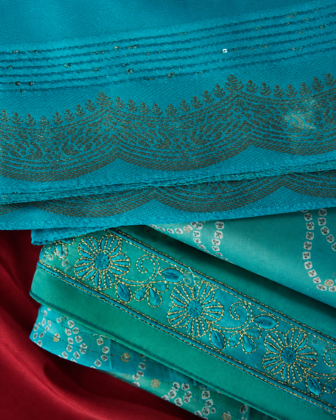 Turquoise Embroidered Suit - Unstitched