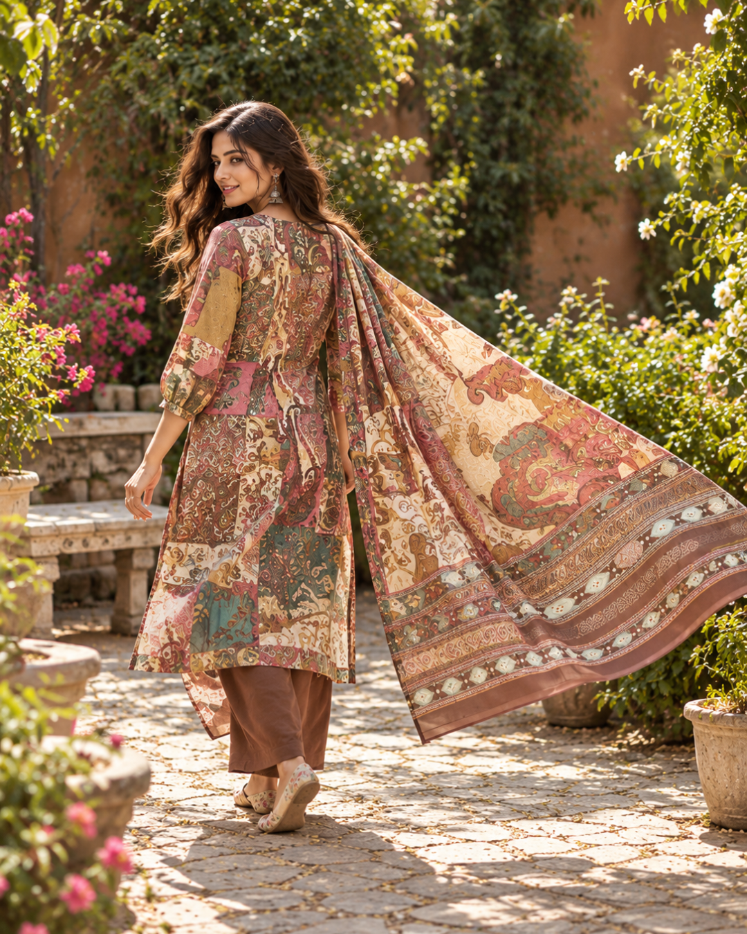 Patchwork Print Suit Set