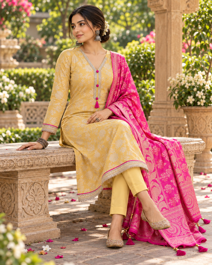 Contrast Threads Suit Set