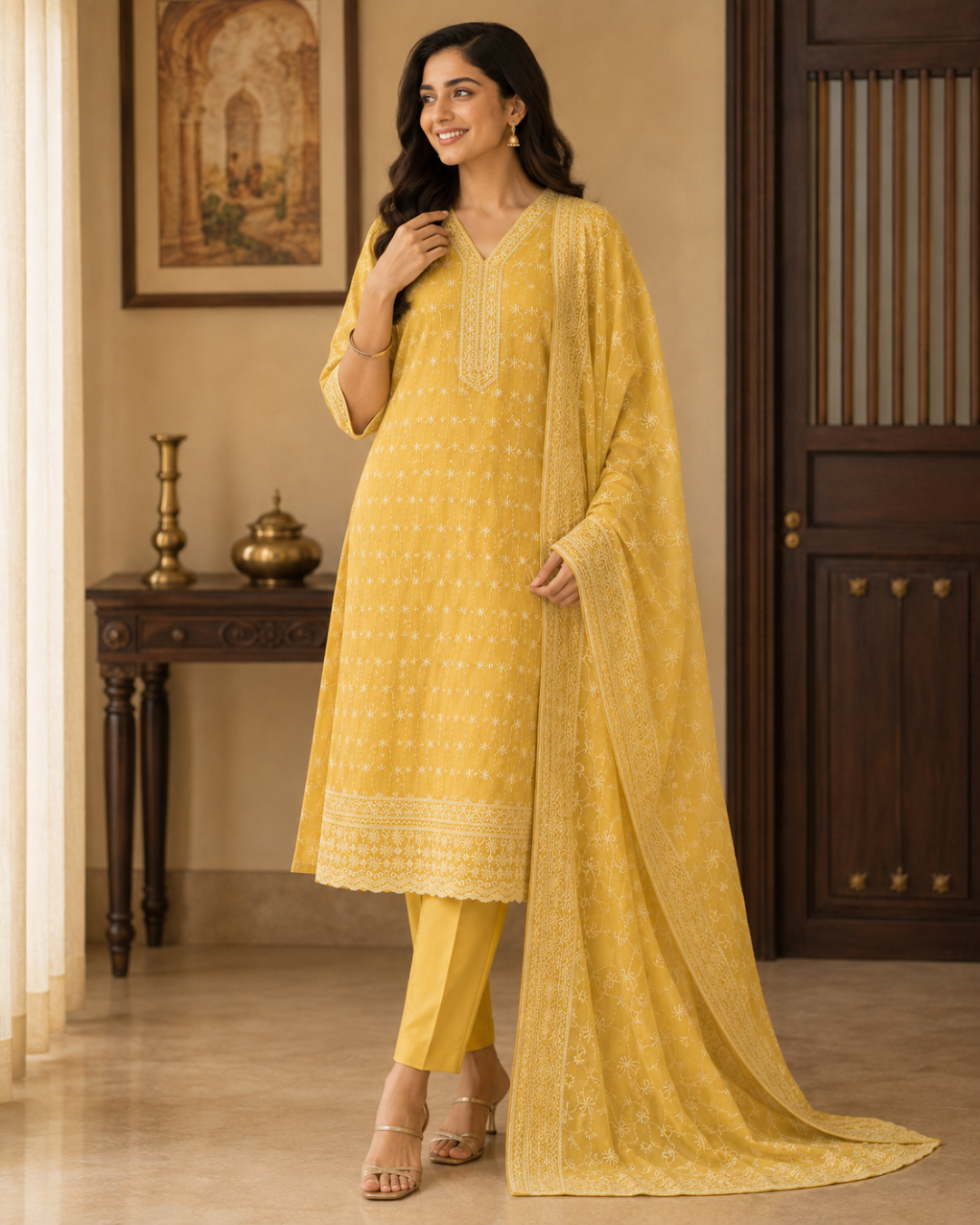 Delicate Chikankari Suit - Unstitched