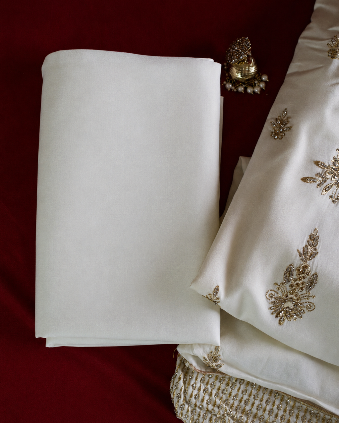 Gold Zari Embroidered Suit - Unstitched