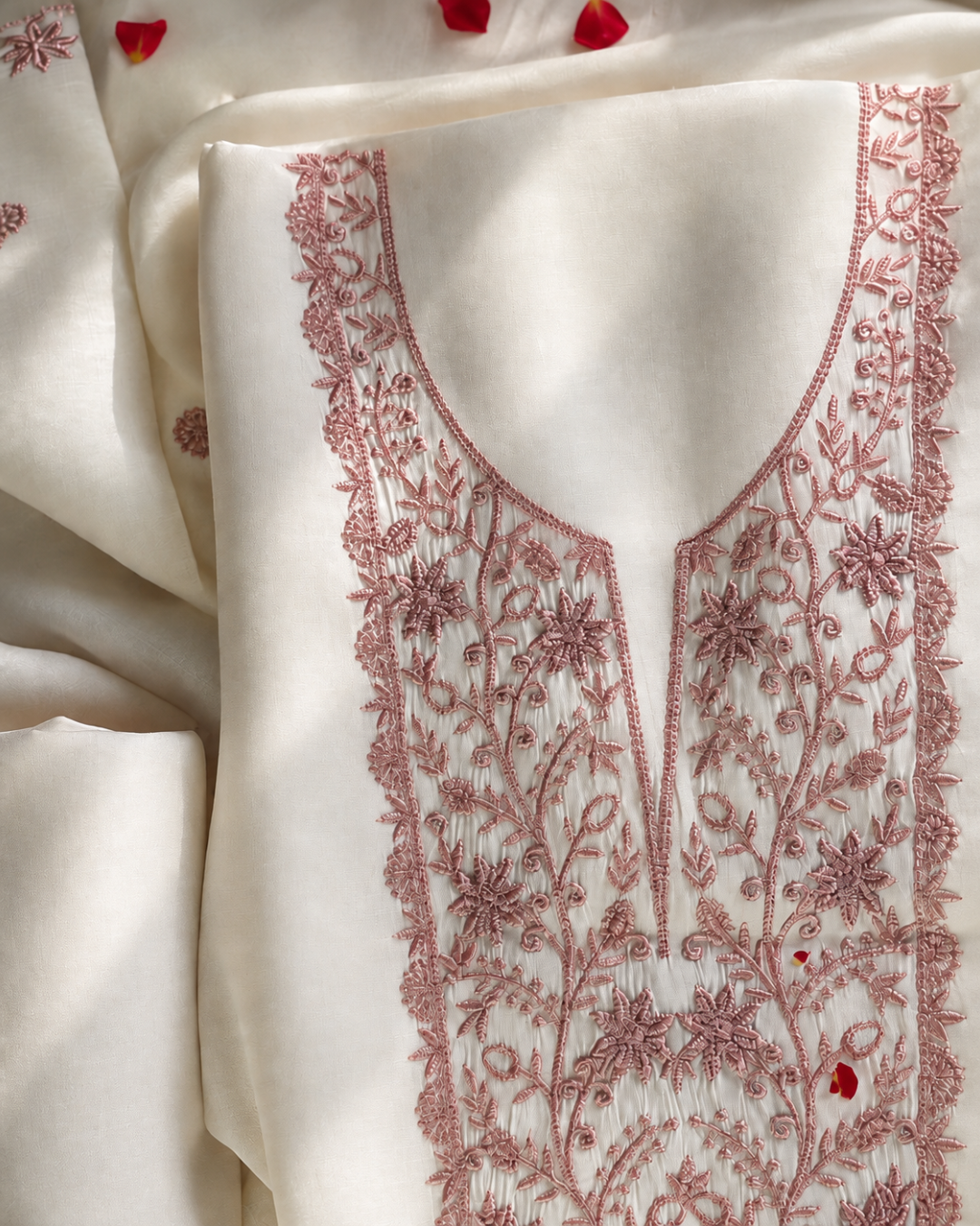Ivory Thread Embroidered Suit - Unstitched