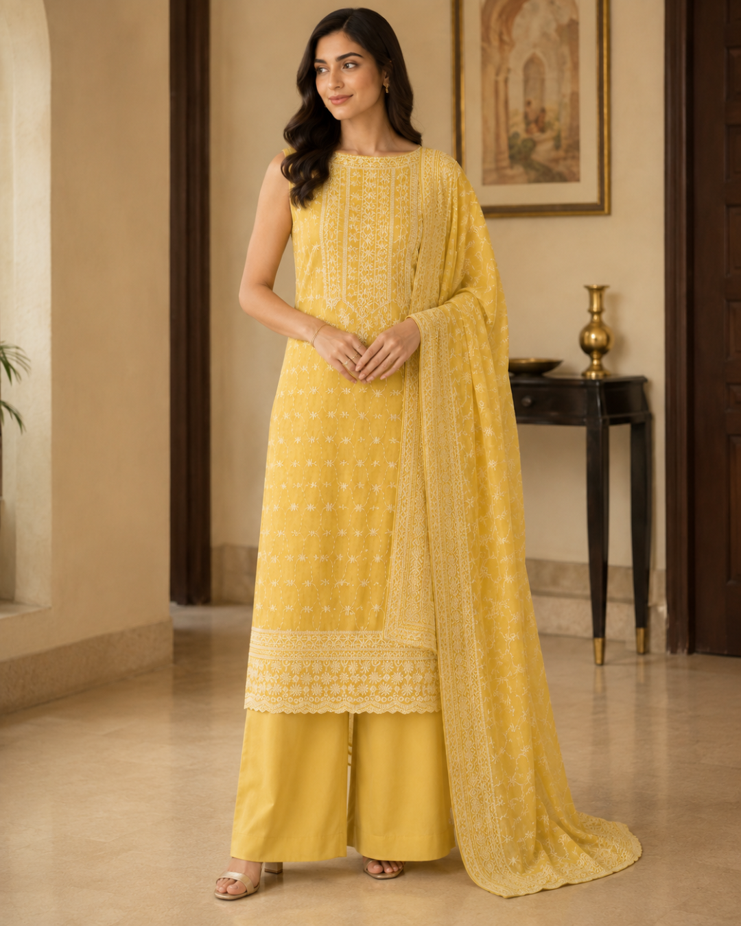Delicate Chikankari Suit - Unstitched