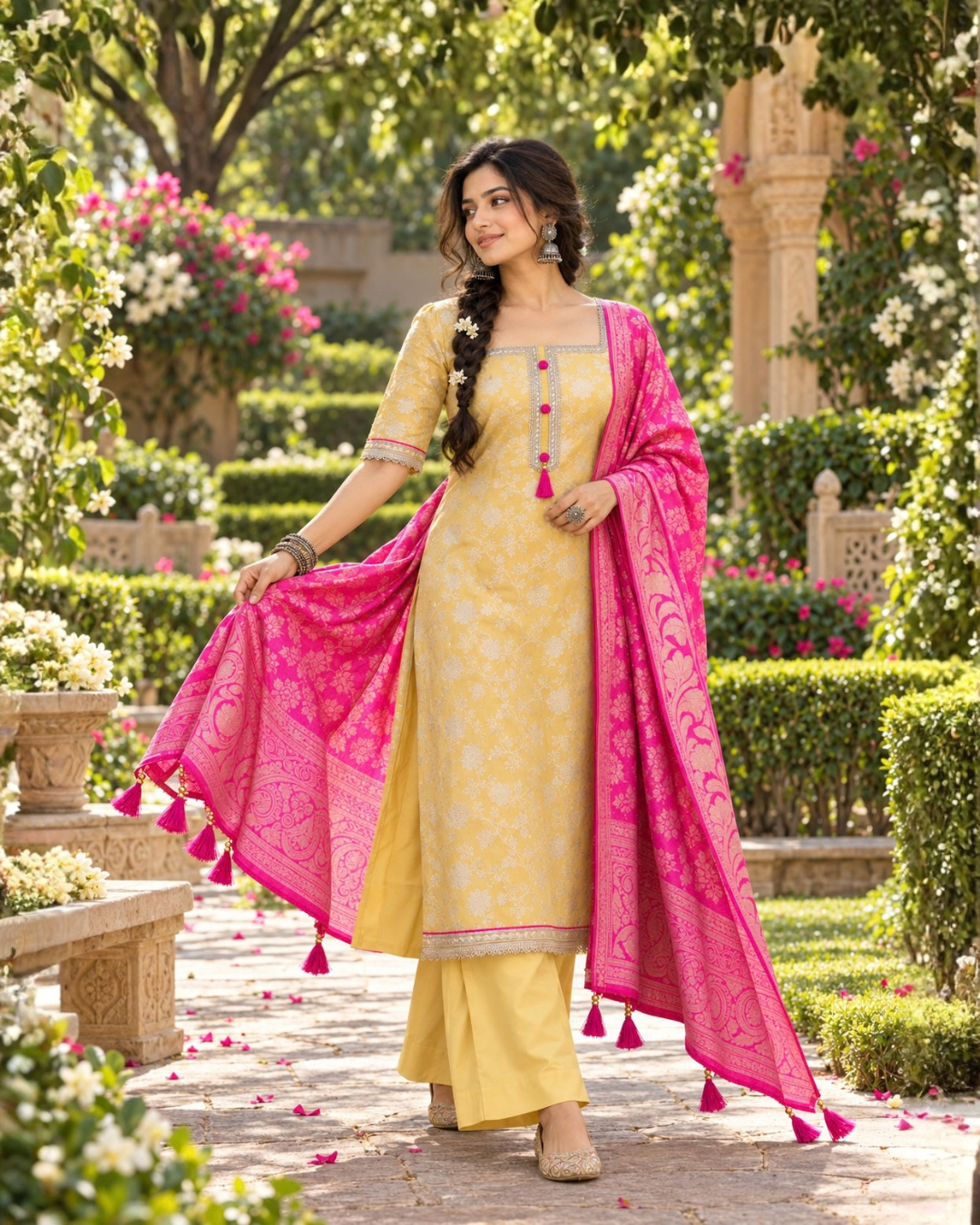 Contrast Threads Suit Set