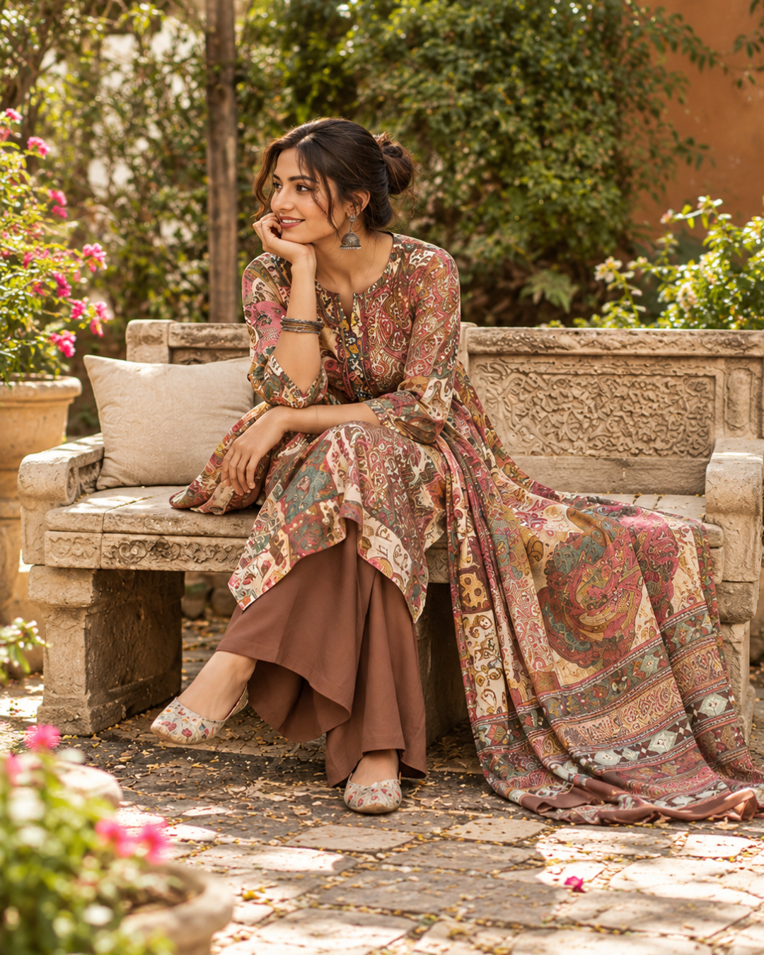 Patchwork Print Suit Set